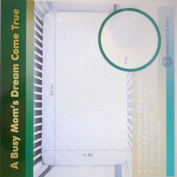 2Pk Margaux & May Premium Ultra Soft Bamboo Waterproof Crib Mattress Protector - Picture 6 of 6